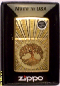 New Zippo US Windproof Lighter 48391 Christian Tree of Life Hi Polish Brass Case - Picture 1 of 8