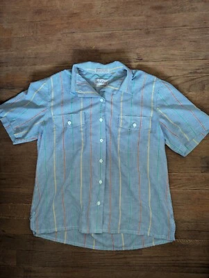 Blusa vintage a rayas Diane von Furstenberg para mujer talla 16 con cuello abotonado Foto 1 de 4