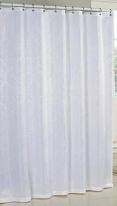 Decorative White Floral Damask Pattern Jacquard Kelly Fabric Shower Curtain - Picture 1 of 4