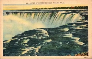 Center of HORSESHOE FALLS Niagara Falls linen Postcard - Picture 1 of 2