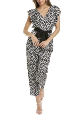 REBECCA TAYLOR MONO NEGRO COMBO MEZCLA SEDA ESTRELLA FLOR TALLA US 0 NUEVO CON ETIQUETAS Foto 1 de 4