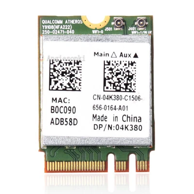 Atheros QCNFA222 AR5BWB222 2.4/5GHz BT4.0 802.11ABGN Wifi Card 4K380 M.2 Adapter - Image 1 of 4