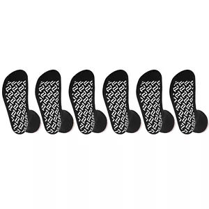 6 Pairs Black Non Skid Hospital, Yoga, Pilates, Slipper Socks Men's or Women XXL - Picture 1 of 7