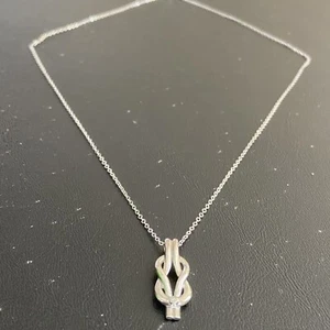 STERLING SILVER NECKLACE ITALY SIGNED CI 925 TWISTED INFINITY PENDANT - Picture 1 of 10