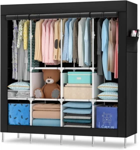 Tragbarer Kleiderschrank, 170 cm Schrank zum Aufhängen von Kleidung, Kleiderstän - Bild 1 von 6