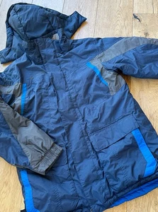 COLUMBIA BOYS BLUE/GRAY/BLK " REMOVABLE HOOD" WINTER JACKET SZ 10/12 - Picture 1 of 7