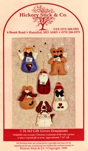 Gift Givers Ornaments Pattern H-262 by Hickory Stick & Co - Picture 1 of 2