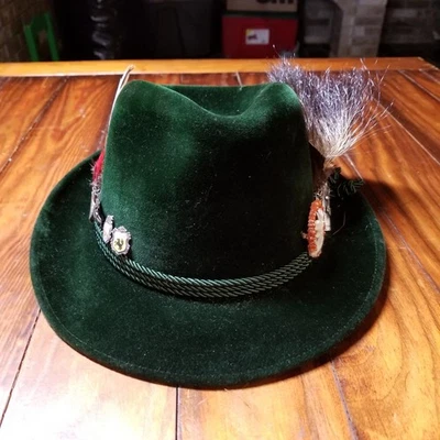 De Colección Lembert Velour "Cabaña en Forma" Sombrero Fedora Verde FTZ Foto 1 de 4