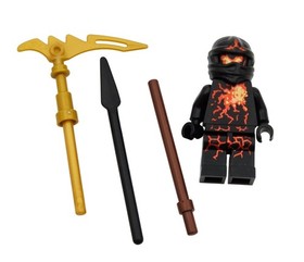Lego Ninjago NRG Cole Rise of the Snakes Minifigure 9572 No Spinner