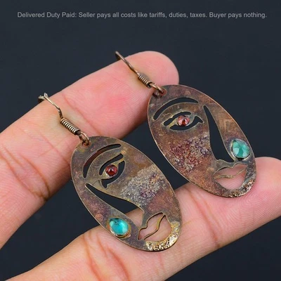 Pendientes colgantes electroformados granate mozambique piedra diopsido cromo cobre Foto 1 de 4