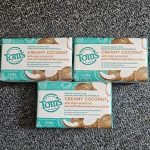 (3) Toms Of Maine Natural Beauty Bar Soap, Creamy Coconut 5oz Virgin Coconut Oil - Picture 1 of 5