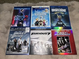 6 Pack Blu-ray Bundle Frozen, Fast 5, Furious 7, John Wick, Fast 4, Unwelcome - Picture 1 of 5