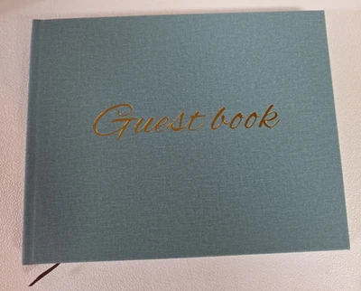 Guest Book Sign in Book Special Event Blue Hard Cover Gold Embossed Letters New - Image 1 of 4