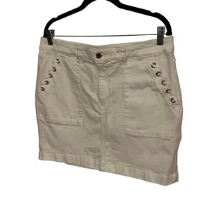 White House Black Market White Denim Jeans Skort - Größe 14 - klassisch & schick - Bild 1 von 3
