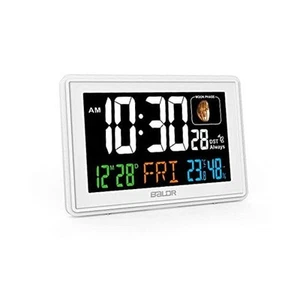 Atomic Alarm Clock in Color - Digital Clock with Large Display - White - Picture 1 of 7