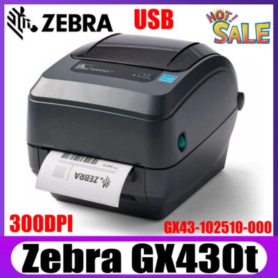 Zebra GX430T USB Thermal Transfer Label Printer 300 DPI Printer GX43-102510-000 - Image 1 of 4