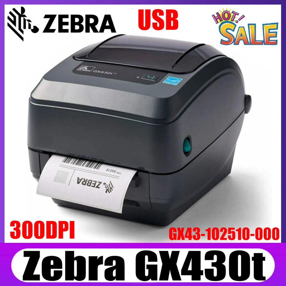 Zebra GX430T USB Thermal Transfer Label Printer 300 DPI Printer GX43-102510-000 - Image 1 of 4