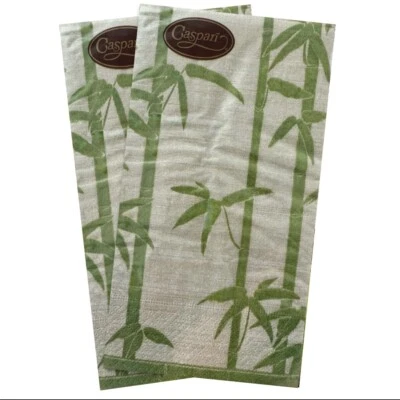 Servilletas de papel para invitados Caspari, bambú verde seda - 2 paquetes (10590G) Foto 1 de 2