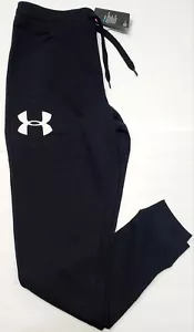 Under Armour Men's Jogger Pants Large Black Athletic Cotton Fleece Logo ColdGear - Picture 1 of 9