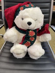 2001 Kmart CHRISTMAS TEDDY BEAR Boy 20" White Bear Redgreen Hat Scarf New W/Tag. - Picture 1 of 3