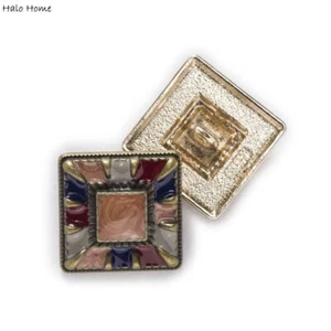Sparkling Gold Square Metal Buttons Clothing Coat Bag Headwear Accessories 5Pcs - Picture 1 of 14