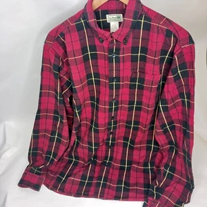 Camisa LL Bean para hombre a cuadros de franela con botones manga larga roja talla L alta. - Imagen 1 de 10