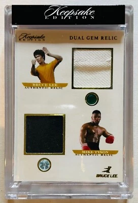 2024 Keepsake Edition #85 Bruce Lee Mike Tyson /50 Relic Patch Dual Gem Onyx - Image 1 of 4
