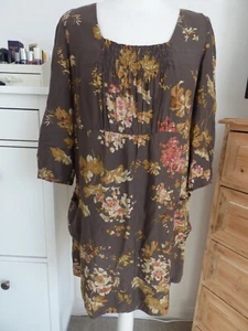 Joules Tunic dress with pockets Size 12 Brown floral - Picture 1 of 14