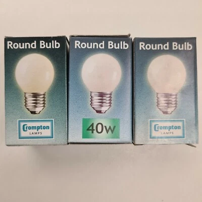CROMPTON ROUND BULB 40W 45MM DIA. OPAL ES-E27 X3 *D47