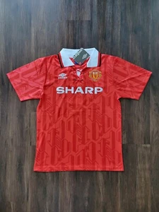Eric Cantona Manchester United New Men's Retro Umbro Red Soccer Jersey - Size XL - Picture 1 of 9