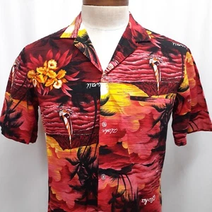 Royal Creations Boating Red Sunset Floral Men’s Hawaiian Shirt Medium Small USA - Picture 1 of 9
