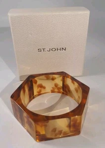 Brazalete ST. JOHN Ancho Hexagonal IMITACIÓN CAPARAZÓN DE TORTUGA Firmado con Caja - Imagen 1 de 8