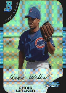 2005 Bowman Chrome X-Fractors Chicago Cubs Baseball Card #226 Chris Walker /225