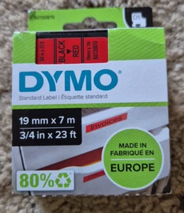 New Genuine Dymo 45807 D1 LabelMaker Tape 19mm x 7m Black on Red S0720870 - Picture 1 of 3