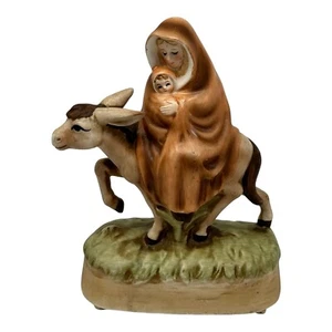 Vintage Norcrest Nativity Madonna & Jesus On A Donkey Music Box~7.5” T~Nativity - Picture 1 of 10