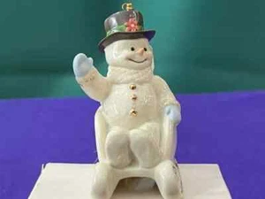 Lenox Snowman with Sleigh Ornament Frosty Waving Sled new in Original Box-1999 - Picture 1 of 4