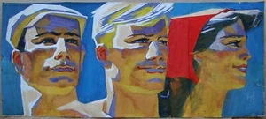 Ukrainian Soviet USSR Avant-garde Cubism Fauvism portrait young people communism - Picture 1 of 14