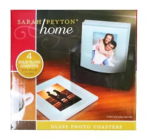 Sarah Peyton Home 4 Glass Photo Coasters New - Picture 1 of 4