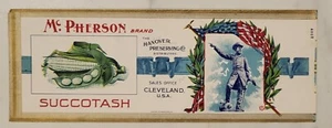 Label Can McPherson Succotash Hanover Preserving Cleveland Ohio - Picture 1 of 1