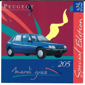 Peugeot 205 Mardi Gras Limited Edition 1994 UK Market Single Sheet Brochure - Picture 1 of 2