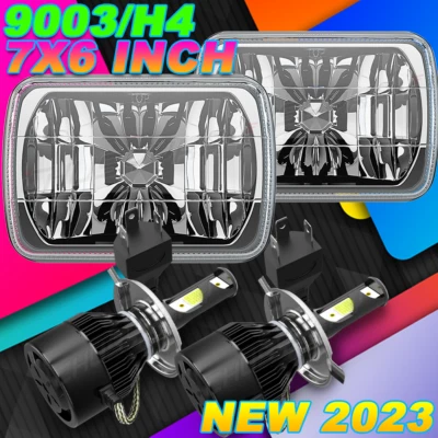 Par de faros LED cromados de haz alto-bajo de 5x7" 7x6" para Dodge D150 D250 D350 Foto 1 de 4