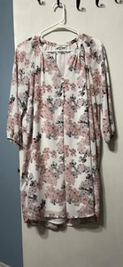 Katherine Barclay Montreal White and Pink Floral 3/4 sleeve dress size 4 - Picture 1 of 1