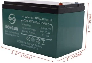 12V 12A/10HR 6-DZM-12 Battery Electric Vehicles Scooter ATV Quad E-bike Go kart - Picture 1 of 7