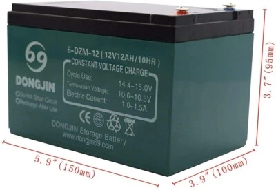 12V 12A/10HR 6-DZM-12 Battery Electric Vehicles Scooter ATV Quad E-bike Go kart - Image 1 of 4