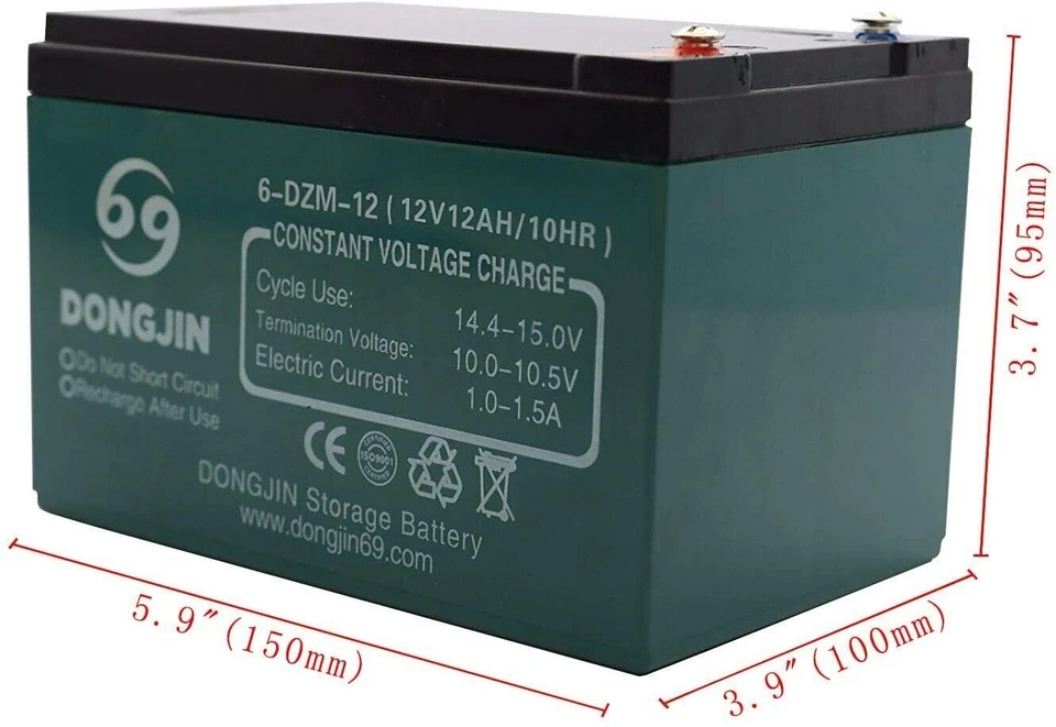 12V 12A/10HR 6-DZM-12 Battery Electric Vehicles Scooter ATV Quad E-bike Go kart - Image 1 of 4