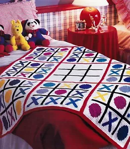 FUN Tic-Tac-Toe Kid's Afghan/Crochet Pattern INSTRUCTIONS ONLY - Picture 1 of 1
