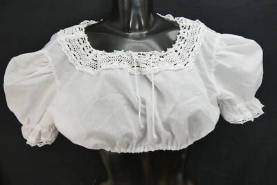 Gr.48 Dirndlbluse weiß Bluse für Dirndl Baumwollmischung mit Spitze B11615 - Bild 1 von 4