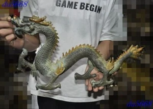 16,8 Zoll China Antike Bronze Fengshui Reichtum Tier Drache Loong Skulptur Statue - Bild 1 von 10