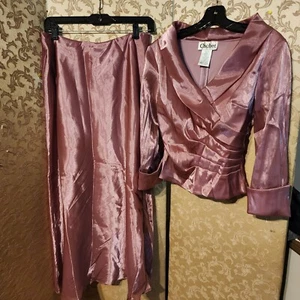 Set gonna top cachet nuova senza etichette rosa metallizzato MOB MOG taglia 6 - Foto 1 di 6