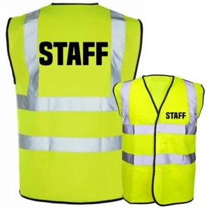 Staff Adult Hi-vis Vest Waistcoats Safety Vest Workwear Hi Viz Event Uniform - Picture 1 of 18